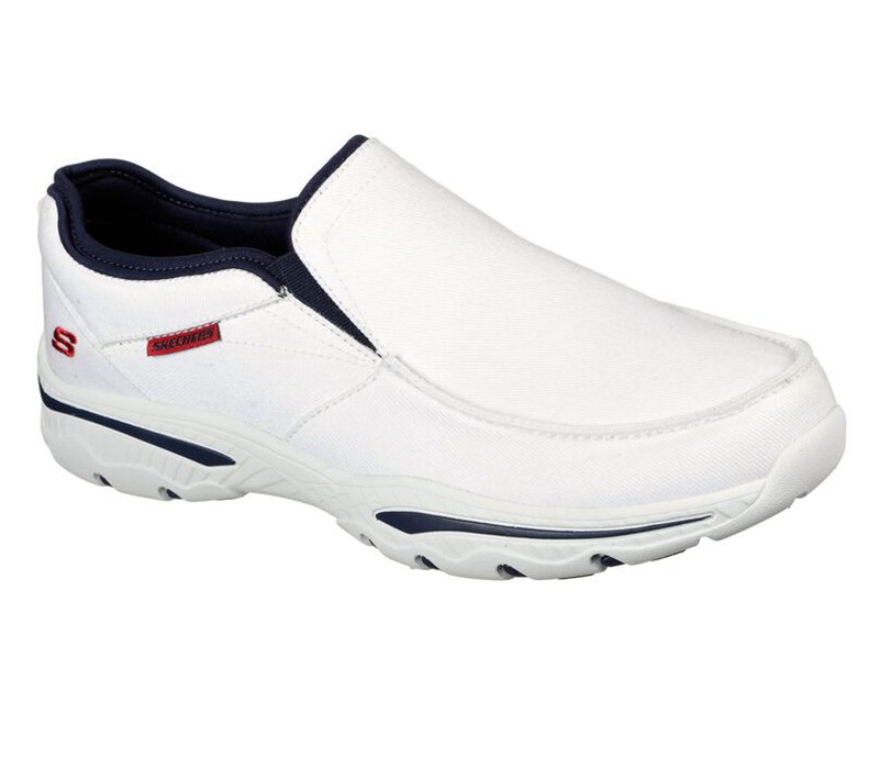 Skechers Herr Vita/Marinblå Slip On - Relaxed Fit: Creston - Moseco - Sverige (HLDPU-1085)